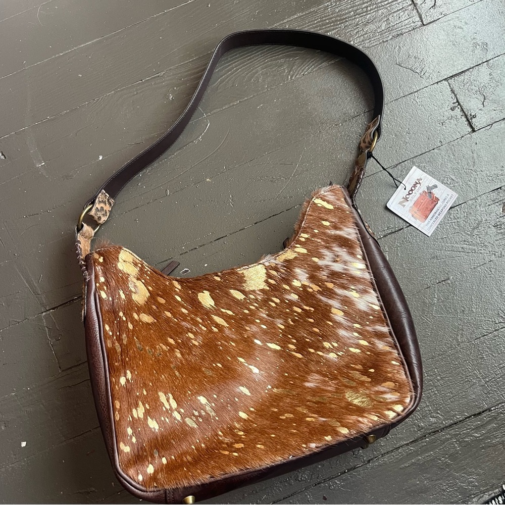 Nocona Aspen style spotted calf hair Brown and Tan Leather Shoulder Bag